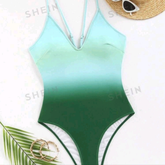 SHEIN Swim SXY Summer Beach Ombre Harness One Piece Swimsuit - Picture 3 of 4